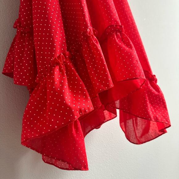 Vintage 80s Frederick’s of Hollywood Red Polka Dot Ruffle Dress Size 11 Pin-Up - Picture 4 of 8